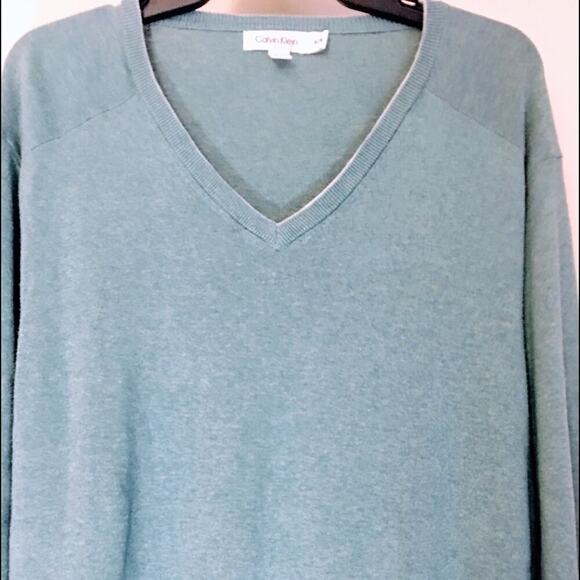 Men’s sweater Calvin Klein Cotton Blend V-Neck Sweater Banded Cuffs XL - Picture 1 of 8